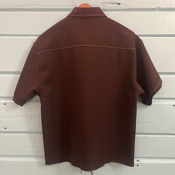 caltop brown button down medium shirt Vintage *CROPPED - Picture 2 of 6